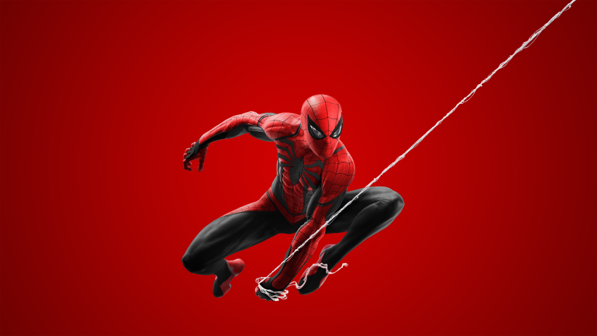4K Wallpaper, Spider Man Red Suit, Spider Man 2 PS5, Red Background