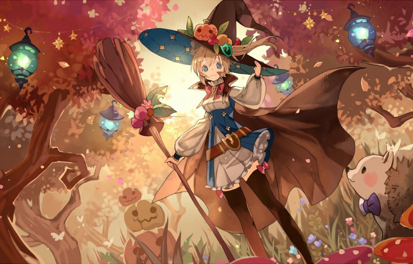 Cute Anime witch wallpaper, Halloween