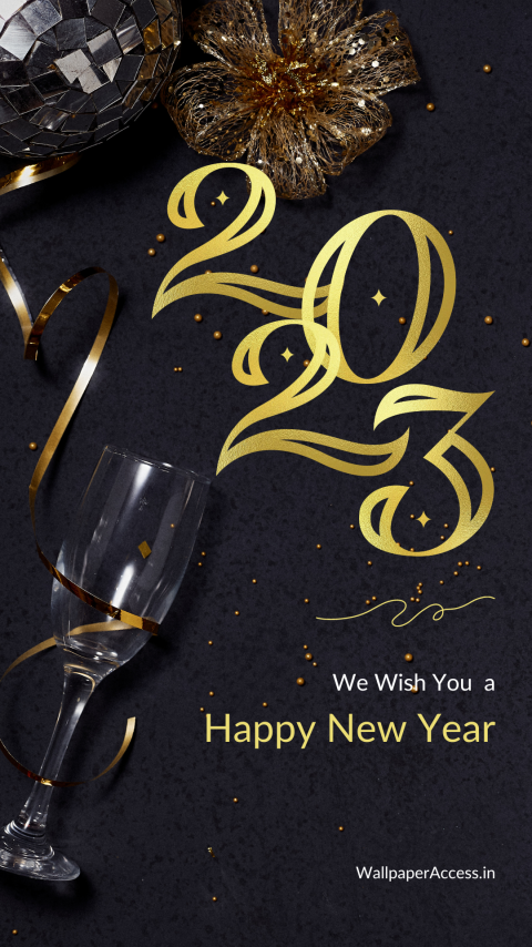 Gold and Black Colorful Happy New Year 2023 Instagram Story, Wallpaper