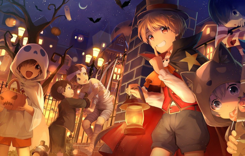 Halloween Night, Children, Anime, Art, Costumes, Wallpaper