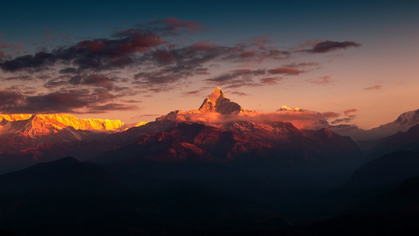 Himalaya, afterglow, mountain, himalayas, mountain range, cloud