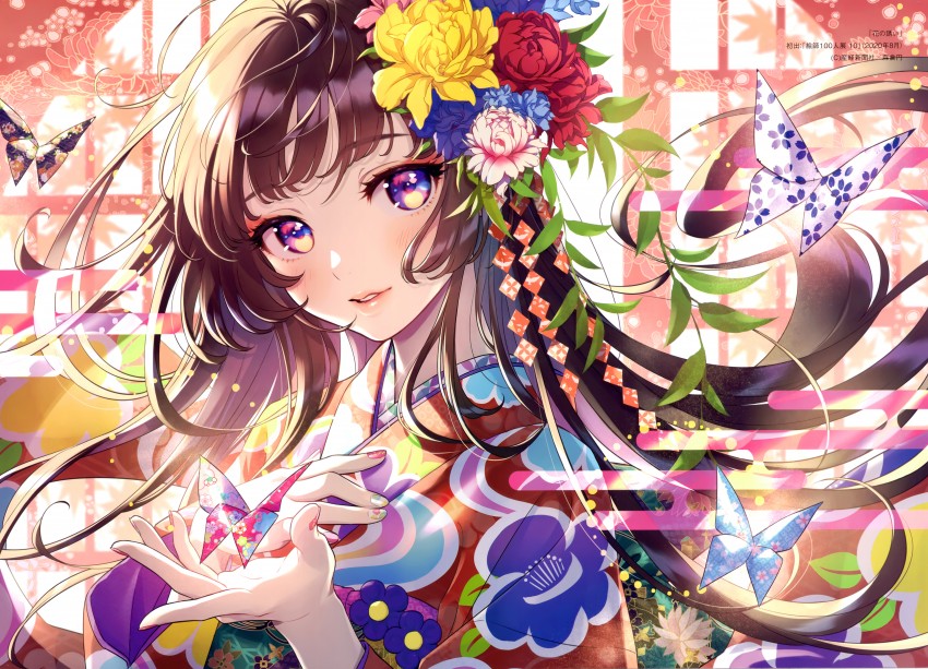 Kawaii anime girl floral colorful girly magical 5k 5120x3687
