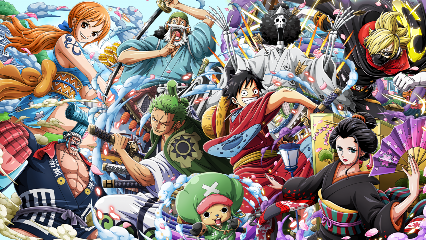 One Piece Wano Kuni Wallpaper, Luffy, Zoro, Nami