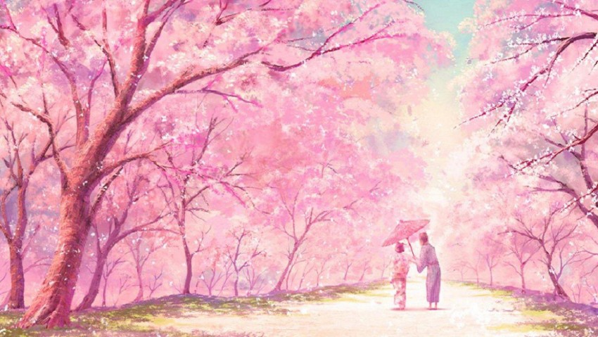 Pink anime desktop wallpaper