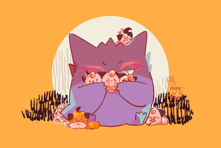 Pokémon Art by @Sugahri, Pokémon Spooky Halloween Friends Wallpaper