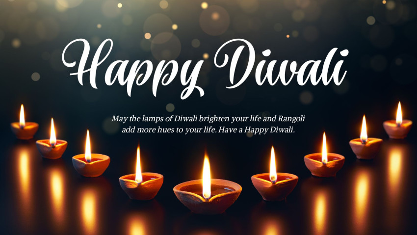 Purple and Yellow Minimalist Happy Diwali 2023 Best Wishes, WhatsApp Messages, Quotes