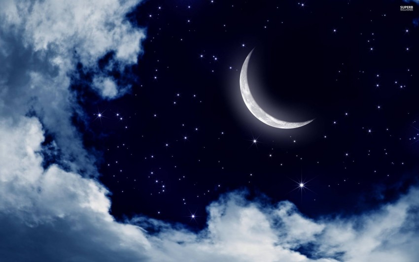 Starry Night Sky With Moon HD Wallpaper, Background Image