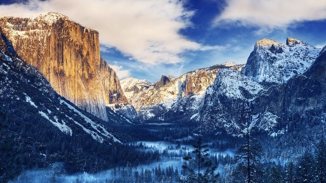 Yosemite Valley Snow Sunset 4K Ultra HD Wallpaper, Beautiful View, Nature, Valley, Snow