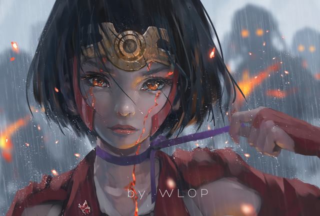 Anime Kabaneri of the Iron Fortress, Art by WLOP, Digital Art 3840x2594