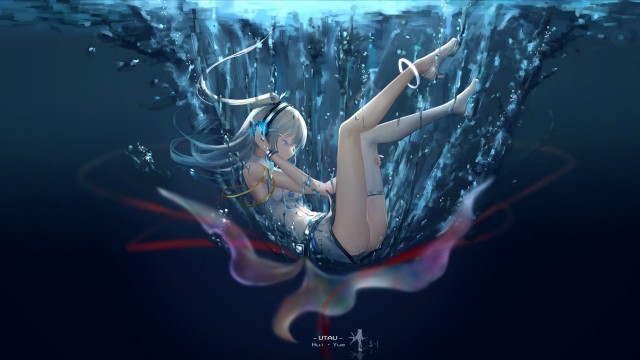 Anime girls, Anime, Water, Blue water, Blue hair, HD Wallpaper