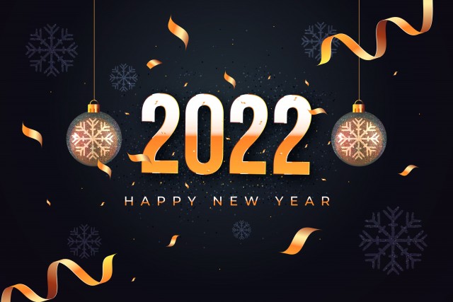 Realistic new year 2022 background Free Vector, Happy New Year 2022 Wallpaper