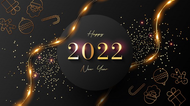 elegant new year 2022 background, 3d ornaments, greeting card, 2022