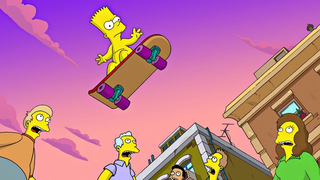 Bart Wallpaper, Skateboard, Pink Sky, The Simpson, HD Wallpaper