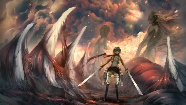 Mikasa Ackerman, Attack On Titan Rumbling Wallpaper, last war, Colossal Titan, Ultrahard steel