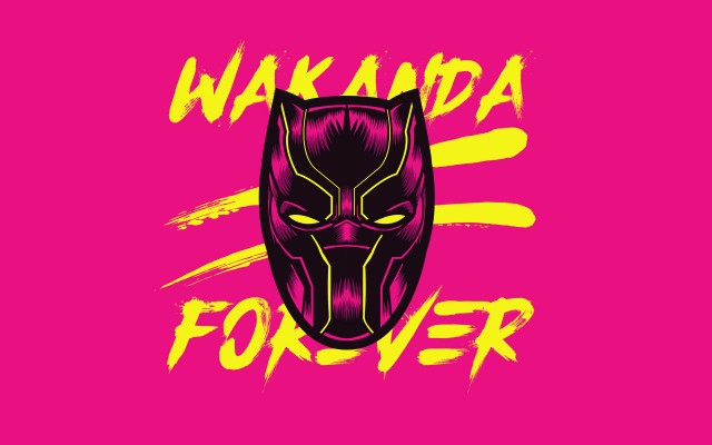 Black Panther: Wakanda Forever Wallpaper, Minimalist, Yellow and Pink Background