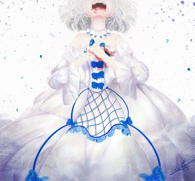 Chloe d'Apchier Wallpaper, chloe art, white blue dress