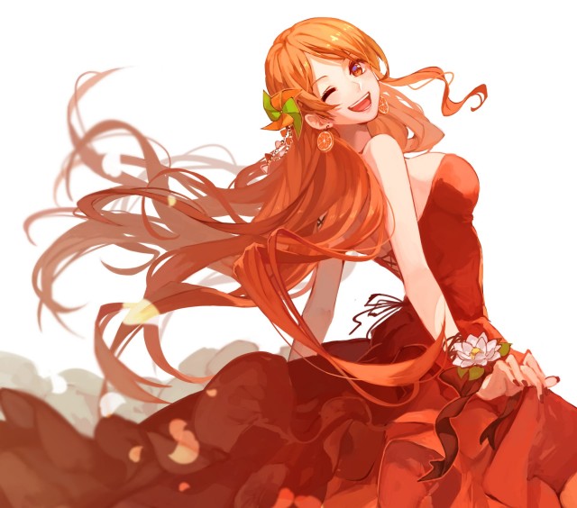 Nami Wallpaper, Anime Girl, One Piece, Red Dress