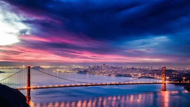Golden Gate Bridge Wallpaper, Pink Sky