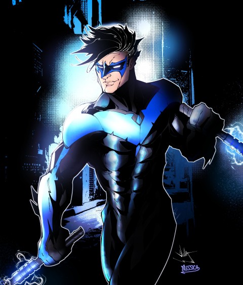 Nightwing 2D Art, Gotham knights game wallpaper, Gotham City, Dark City