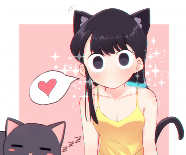 Cute Komi san, Anime, Komi Can't Communicate, Komi Shouko, Black Cat, HD wallpaper