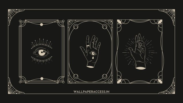 Black and White Modern Occult Halloween Desktop Wallpaper