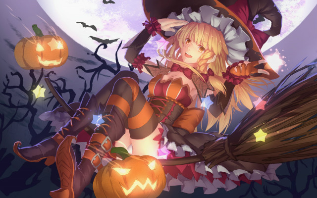 Touhou, Kawaii Anime Girl Halloween Wallpapers HD